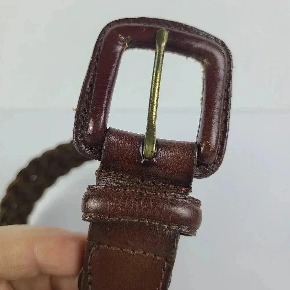 Talbots vintage tri-colored genuine leather weave belt.
